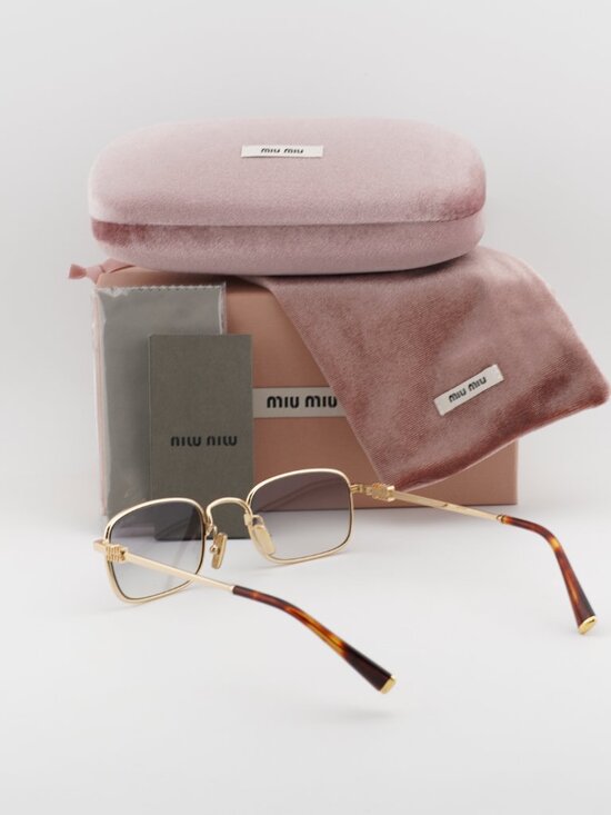 Miu Miu MUA53S 5AK04O Rectangle Sunglasses – Gold / Grey main image 4